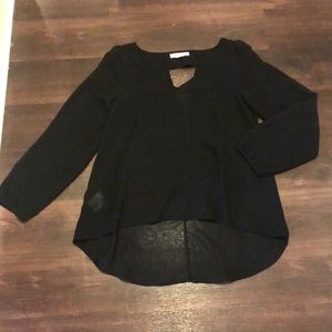 BCBG black chiffon top size S